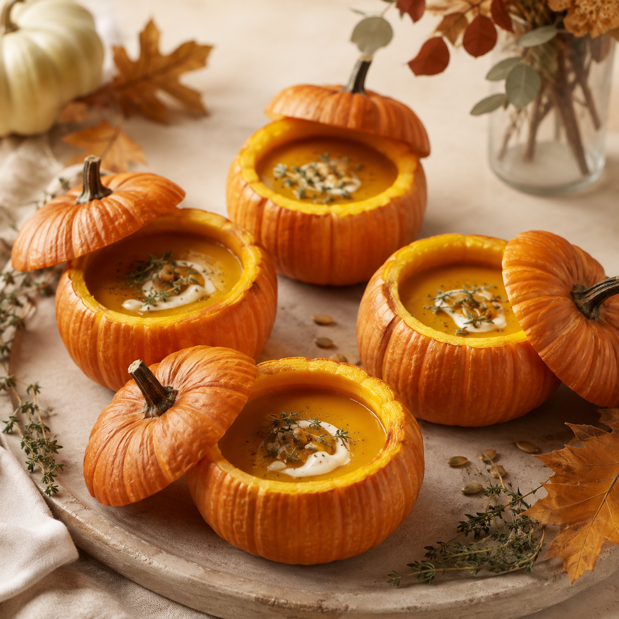 Mini citrouilles évidées pour soupe