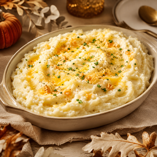 Purée de pommes de terre à l'ail et aux trois fromages